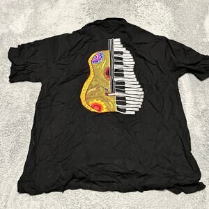 Vintage 80s 90s Tropical Tantrum Mens XL Hawaiian Shirt Guitar Piano